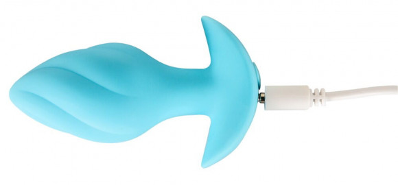 Голубая анальная пробка с вибрацией Cuties Vibrating Mini Butt Plug - 8 см.