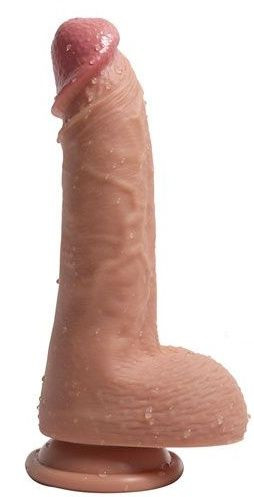 Телесный фаллоимитатор с чуть вздернутым кончиком Телесный фаллоимитатор с чуть вздернутым кончиком