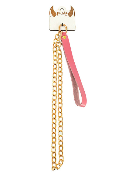 Розовый кожаный поводок с карабином для ошейника - 80 см. Розовый кожаный поводок с карабином для ошейника - 80 см.