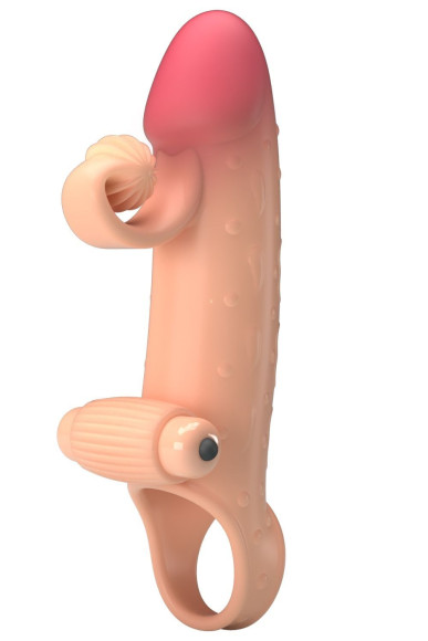 Телесная вибронасадка на пенис с подхватом мошонки - 20 см. Телесная вибронасадка на пенис с подхватом мошонки - 20 см.