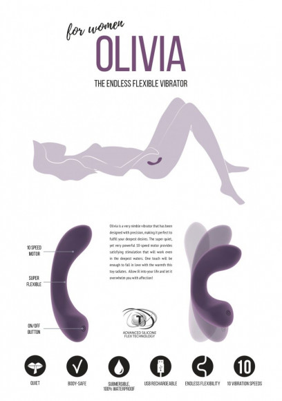 Фиолетовый гнущийся вибратор Olivia - 15,6 см. Фиолетовый гнущийся вибратор Olivia - 15,6 см.