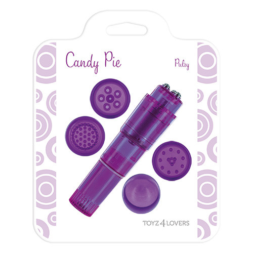 Фиолетовая виброракета с 4 насадками MULTI STIMULATOR CANDY PIE PURPLE PULSY