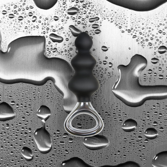 Чёрная анальная елочка с ручкой Jolie Platinum Plug Medium из силикона -  13,4 см.