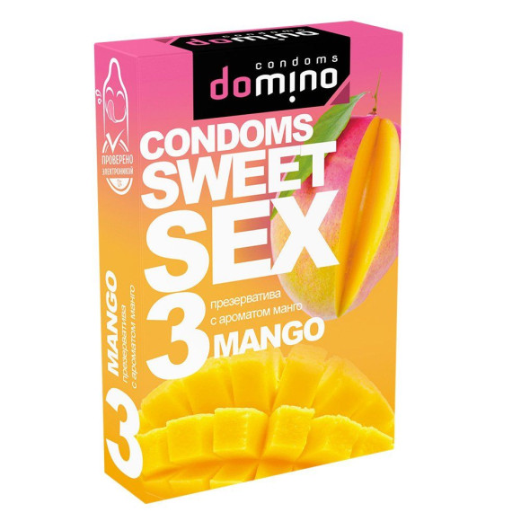 Презервативы для орального секса DOMINO Sweet Sex с ароматом манго - 3 шт. Презервативы для орального секса DOMINO Sweet Sex с ароматом манго - 3 шт.