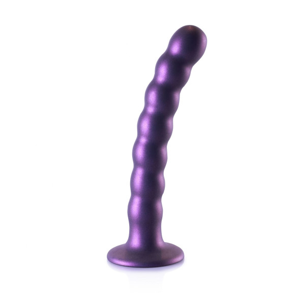 Фиолетовый фаллоимитатор Beaded G-Spot - 17 см. Фиолетовый фаллоимитатор Beaded G-Spot - 17 см.