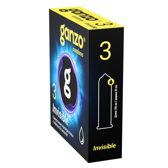 Супертонкие презервативы Ganzo Invisible - 3 шт. Супертонкие презервативы Ganzo Invisible - 3 шт.