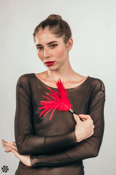 Красный перьевой тиклер Plume - 23 см. Красный перьевой тиклер Plume - 23 см.