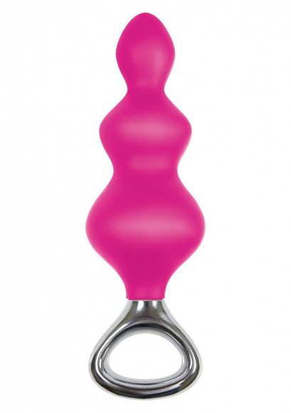 Розовая анальная елочка Jolie Platinum Plug Large из силикона - 16,8 см.