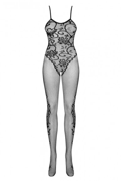 Полупрозрачный кэтсьюит с цветочным узором и интимным доступом Полупрозрачный кэтсьюит с цветочным узором и интимным доступом