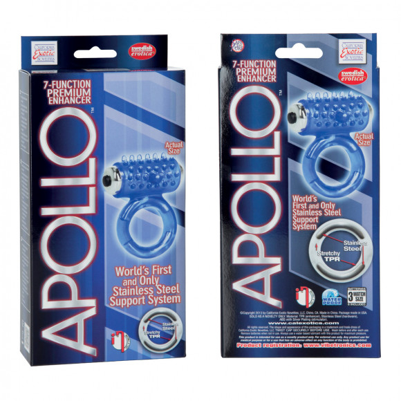 Синее виброкольцо Apollo 7-Function Premium Enhancers Синее виброкольцо Apollo 7-Function Premium Enhancers