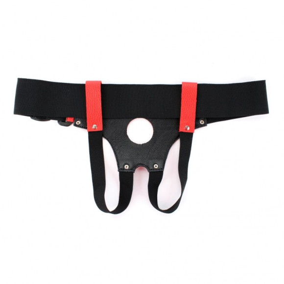 Красно-черные кожаные трусики для насадок Красно-черные кожаные трусики для насадок