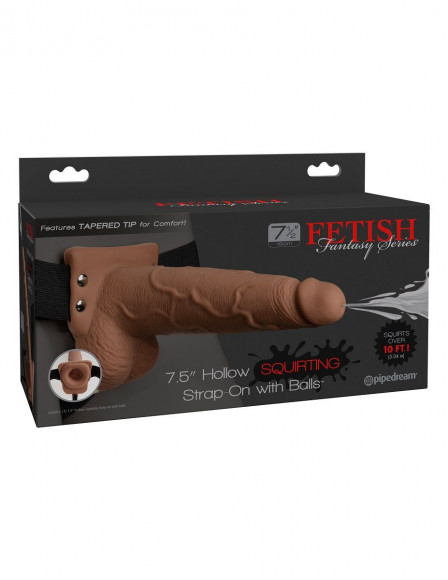 Кофейный полый страпон с имитацией эякуляции 7.5 Hollow Squirting Strap-On with Balls - 21,6 см. Кофейный полый страпон с имитацией эякуляции 7.5 Hollow Squirting Strap-On with Balls - 21,6 см.