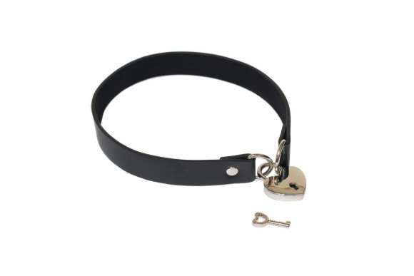 Черный ошейник Utopia с замком и ключиком Черный ошейник Utopia с замком и ключиком