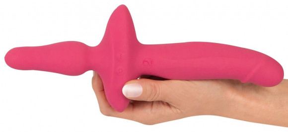 Розовый двусторонний вибратор 2in1 Vibrator & Butt Plug